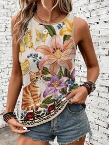 Top de tirantes de cuello redondo a rayas de colores para mujer, apto para primavera y verano - Multicolor 12 - Ver 4