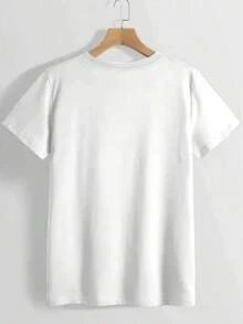 Women's Casual Short Sleeve Crew Neck Denim Print T-Shirt, Comfortable For All Seasons, Machine Washable, Suitable For Spring, Summer And Autumn, Versatile Design For Everyday Wear, Soft Fabric, Fun Graphic T-Shirt - Multicolor - View 2