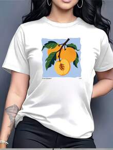 Camiseta con ilustración de fruta fresca y jugosa mexicana para ella - Perfecta para reuniones familiares o fiestas de oficina - Ligera y adecuada para todas las estaciones. Camiseta de algodón, moda de verano. - Blanco - Ver 1
