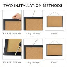 Black Cork Board Bulletin Board 14.6"X 11" Cork Board Oak Wood Finish Frame Wall Mounted Cork Board For Office Home And School Pins Eye Bolts Gaskets Screws - 黑色的 - 查看 5