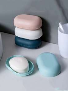1pc Waterproof Soap Dish, Nordic Style Bathroom Soap Storage Box, Minimalist Soap Case, Suitable For Travel - Multicolor - View 1