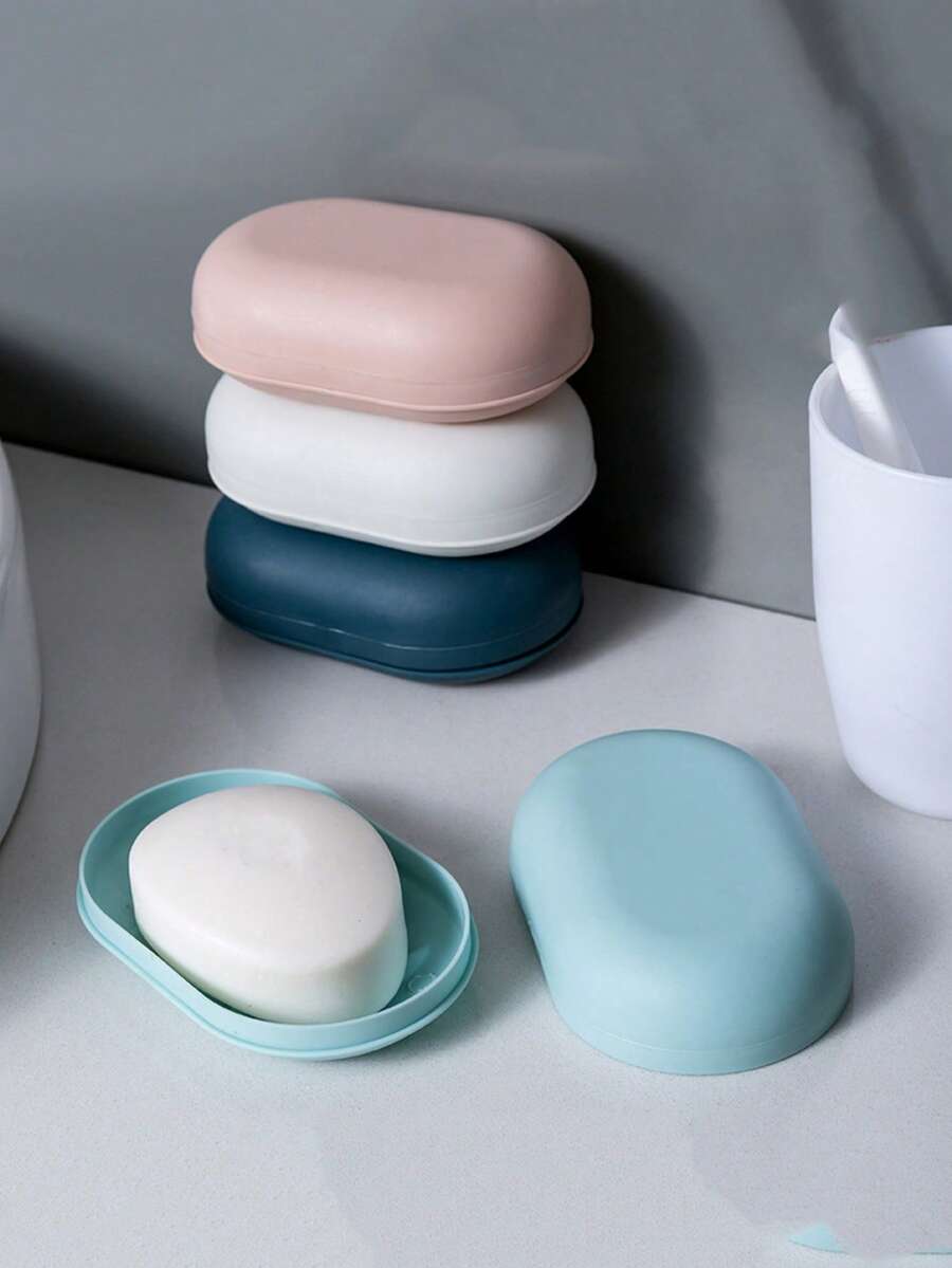 1pc Waterproof Soap Dish, Nordic Style Bathroom Soap Storage Box, Minimalist Soap Case, Suitable For Travel - Multicolor - View 1