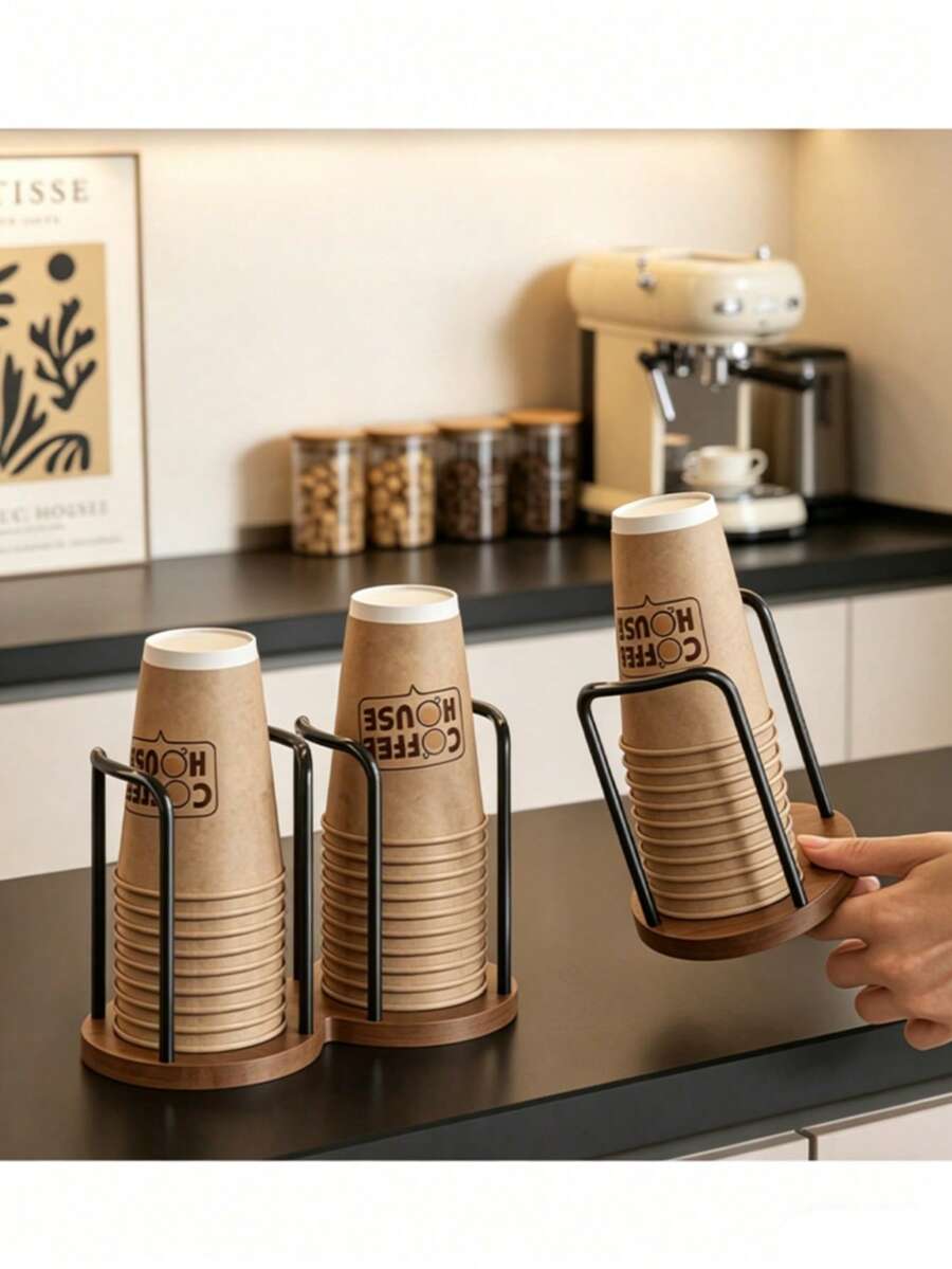 1pc Cup Holder, Tabletop Cupboard Organizer Without Drilling, Automatic Beverage Dispenser, Commercial Bar Cup Rack, Kitchen Coffee Station Cup Storage Shelf - View 1