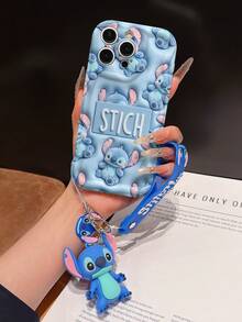 Disney Lilo And Stitch Phone Case : 3D Fluffy Pattern Border Protector Phone Soft Phone Case With A Free Cute Stitch Bracelet Chain Lanyard, Stitch, Lilo, Angel, For Apple 17 Promax 17 Pro 16 15 14 13 12 11 Pro Max XS Max X XR Soft Cover Summer Phone Case - 白色 - 查看 7