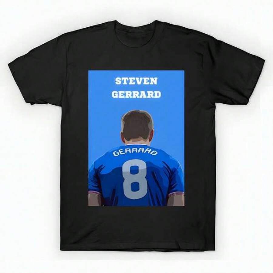 Steven Gerrard Glasgow Rangers T-Shirt unisex de la de algodón puro de alta densidad de 220 g. C-AmiS-eta uniS-ex 100 % aL-Godón de - Tejido de alta densidad. Apta para todo tipo de perS-onas, ya sean mujeres o hombres. Tejido duradero de alta C-Alidad apto para todas las estaciones, suave al tacto pero duradero. Tops transpirables. Conjuntos de otoño para mujer. Conjuntos de vaC-Aciones para mujer. Disfraz de Halloween para mujer. - Negro - Ver 1