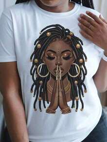 Women's T-Shirt, Suitable For June, Spring, And Summer. Ideal For Everyday Wear And Versatile. A Fun T-Shirt For Women. Suitable For Any Occasion. Women's Crew Neck T-Shirt, A Stylish Choice For Spring And Summer Days And Special Gift Occasions. - 白色 - 查看 1