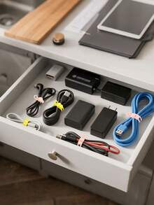 10/5pcs/1pc 可重複使用矽膠線紮帶，彈性電線整理帶，適用於充電線、電線、電腦線、USB數據線管理、耳機、手機充電器、電腦線、居家、辦公室、廚房可重複使用線材整理管理 - A - 查看 2