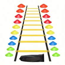 Outdoor Agility Ladder Set: Includes Soccer Training Equipment - Speed Ladder, Cone Markers, And Carrying Bag For Soccer Fitness Training - Set 1 (1 Agility Ladder + 20 Sign Discs) - View 4