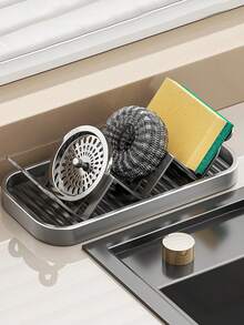 1 pieza Escurridor de fregadero de cocina - Soporte para esponja montado en el grifo, adecuado para jabón y cepillos de platos, cesta de almacenamiento para fregadero estrecho - Color sólido - Ver 3