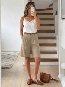 Top Camisola Con Patchwork De Encaje - Blanco - Ver 2