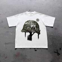 Camiseta de algodón con estampado gráfico "War Helmet Faith Over Fear", ropa estilo grunge y2k emo scene tapout goth amity afflietion, camiseta unisex. DELX - Blanco - Ver 12