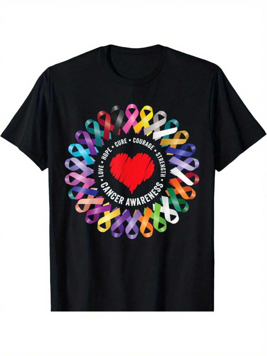 Cancer Awareness T-Shirt, Comfortable T-Shirt - Black - View 1