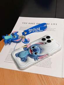 Disney Lilo And Stitch Phone Case : 3D Fluffy Pattern Border Protector Phone Soft Phone Case With A Free Cute Stitch Bracelet Chain Lanyard, Stitch, Lilo, Angel, For Apple 17 Promax 17 Pro 16 15 14 13 12 11 Pro Max XS Max X XR Soft Cover Summer Phone Case - 白色 - 查看 6