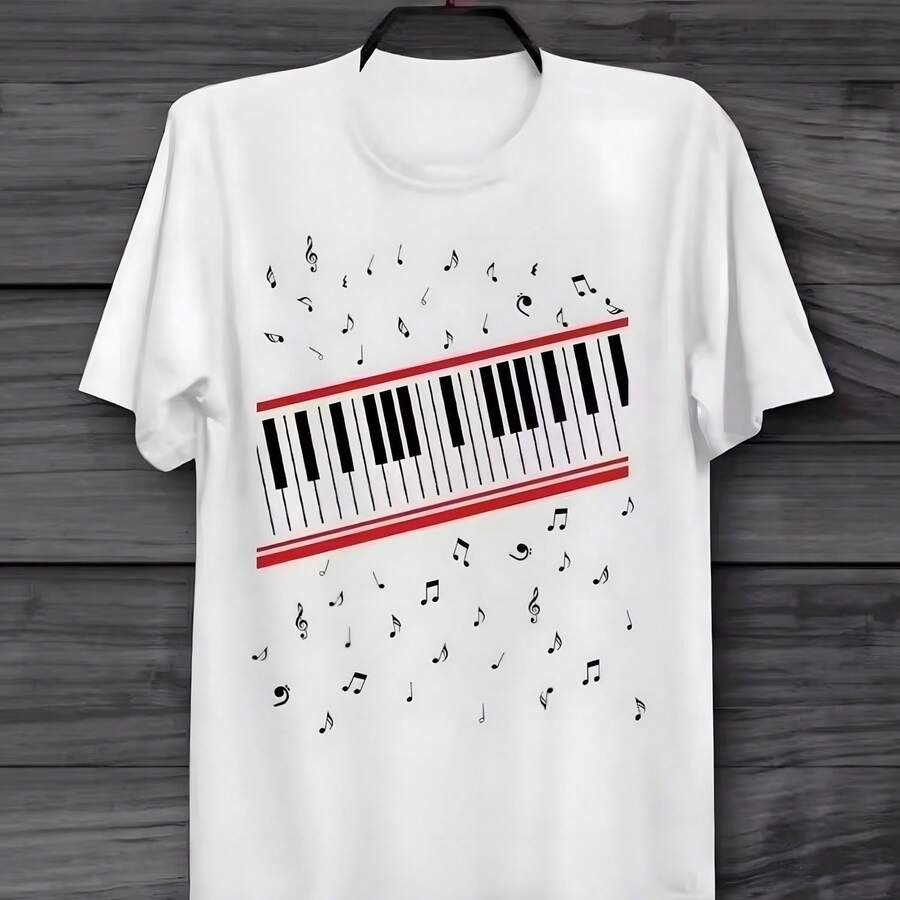 Camiseta de manga corta de algodón para hombre, camiseta con estampado de Piano Beat It Michaels Jacksons Mtv Video Retro Vintage Hipster, camiseta con estampado Unisex - Blanco - Ver 1
