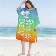 1件装彩虹渐变棕榈树连帽斗篷，沙滩巾，超柔软可穿戴沙滩披肩，适用于冲浪、游泳、沐浴、户外运动，成人连帽浴巾斗篷 - 彩虹漸層椰樹 - 查看 6