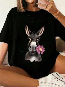 Aqua Tofana Apothecary Graphic Print Short Sleeve Cotton T-Shirt, Casual, Soft, 100% Cotton (1) Summer T-Shirt - 黑色 - 查看 7