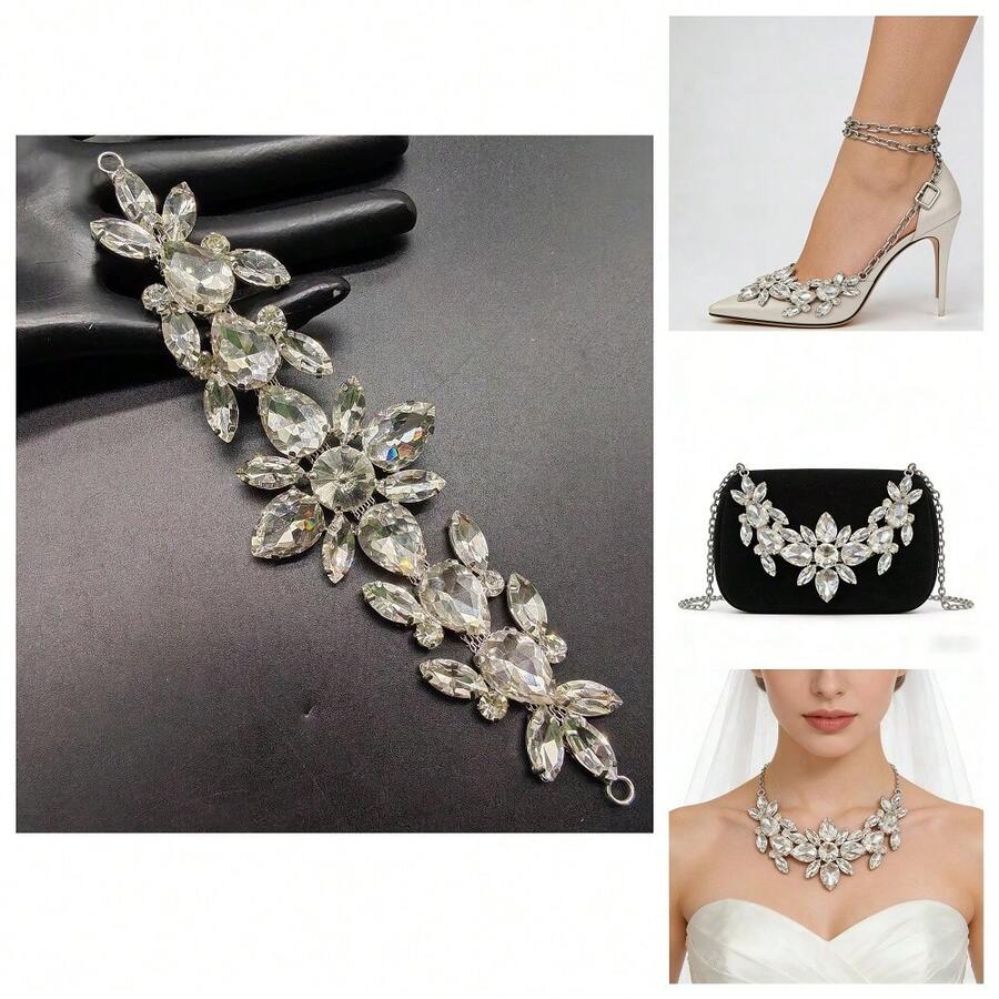 Luxury DIY Friendly Symmetrical Curved V Shape Multi Shape Clear Crystal Rhinestone Applique Patches Exquisite Embellishments For Wedding Dresses Evening Gowns Bridal Sashes Prom Dresses Party Outfits Stage Wear Costumes Belts Bags Shoes Hair Accessories Handmade Crafts Garment Embellishment Clothing Decoration Event Decorations Handmade Gifts Costume Design DIY Projects Jewelry Making Craft Supplies