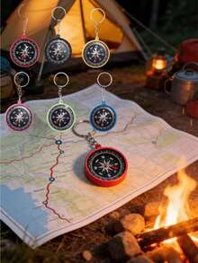 3pcs Compass Keychain Compass Pendant Mini Pocket Compass Outdoor Navigation Tool, Suitable For Camping, Rock Climbing, Birthday Gift, Outdoor Sports, Personalized Compass Pendant Portable Camping Equipment, Hiking Navigation Tool, Camping Party Gift - Multiple Styles - View 2