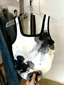 Mejor vendido top de mujer ajustado de cuello redondo con contraste de color - Multicolor 4 - Ver 2