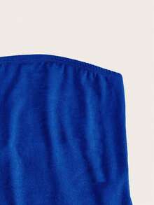 Top casual ajustado sin tirantes negro para mujer, adecuado para el verano - Azul - Ver 4