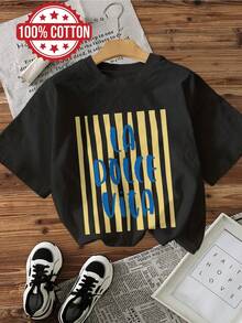 Graphic Print T-Shirt, Casual Short Sleeve Round Neck Top For Summer And Spring, Women's Clothing - 黑色 - 查看 6