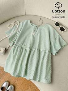 Camisa de mujer tejida a rayas verdes - Verde - Ver 12