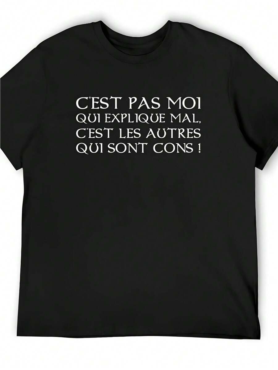 Camiseta Divertida para Hombre con una Frase Francesa - "Son Otros los Tontos" de la Serie de TV Kaamelott - Diseñada con Fondo Negro y Texto Blanco - Una Camiseta Gráfica Casual y Divertida - Mangas Cortas y Cuello Redondo - Negro - Ver 1