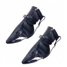 Female  Bondage Leather Boots SM Adult Restraint Ankelts Cuffs Fetish Sex Fun Tight Leg Binding Toys - Black - View 1