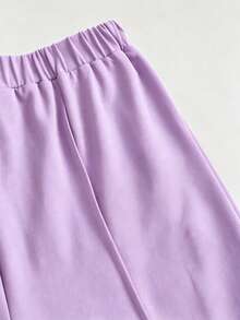 Young Girl Letter Butterfly Pattern Print Crew Neck Long Sleeve Sweatshirt And Sweatpants Set - Purple - View 4