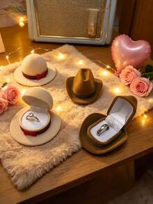 Hộp đựng trang sức hình mũ denim bằng nhung, hộp đựng nhẫn, dây chuyền, bông tai mini hình mũ, thích hợp làm quà tặng cầu hôn, kỷ niệm, hộp đựng nhẫn được thiết kế hình mũ, lý tưởng cho cầu hôn, đám cưới, ngày Valentine và kỷ niệm, hộp trang sức kiểu Pháp thanh lịch, giá trưng bày trang sức sáng tạo, trang trí bàn làm việc. - Nhiều màu - Xem 8