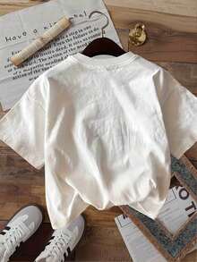 Women's Vintage Style Printed T-Shirt, Cowboy Boots, Gettin' Rowdy, Pure Cotton, Crew Neck, Short Sleeve, Casual, Work, Everyday Wear, Spring/Summer Top [Yang] Short Sleeve T-Shirt / Short Sleeve Tee - 白色 - 查看 2