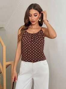 Camiseta de tirantes con pliegues con estampado de cebra para mujer - Marrón - Ver 3