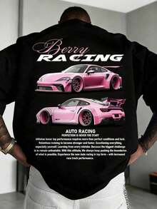 Zrgoth Men's Short-Sleeved T-Shirt With Versatile Racing Culture-Inspired Print, Made Of Cotton - Black - View 9