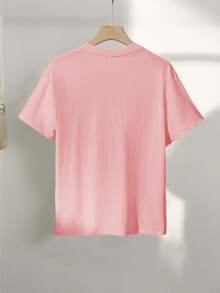 Women'S Summer Clothing, Casual Tops for Women, Q-Version Cartoon Bouquet Printed Short-Sleeve Round-Neck Pure T-Shirt [Lang K] - Rosa - Ver 2