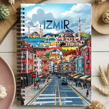 1本 A5 Izmir 螺旋筆記本 - 5.7X8.3 英吋，橫線頁，封面展示鮮豔的城市景觀與著名地標，適合學校、辦公室、旅行記錄，也適合送給朋友的禮物 - A - 查看 8