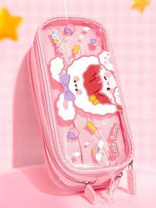 2026 New Transparent Pencil Case, Large Capacity 3-Layer Highly Attractive INS Style Pencil Box For Girls, Color-Block Student Stationery Box, Minimalist - Single Piece - View 8