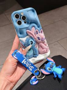 Disney Lilo And Stitch Phone Case : 3D Fluffy Pattern Border Protector Phone Soft Phone Case With A Free Cute Stitch Bracelet Chain Lanyard, Stitch, Lilo, Angel, For Apple 17 Promax 17 Pro 16 15 14 13 12 11 Pro Max XS Max X XR Soft Cover Summer Phone Case - trắng - Xem 3