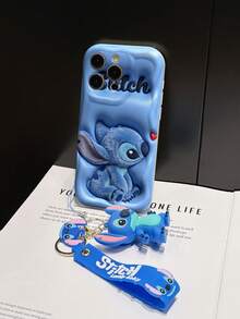 Disney Lilo And Stitch Phone Case : 3D Fluffy Pattern Border Protector Phone Soft Phone Case With A Free Cute Stitch Bracelet Chain Lanyard, Stitch, Lilo, Angel, For Apple 17 Promax 17 Pro 16 15 14 13 12 11 Pro Max XS Max X XR Soft Cover Summer Phone Case - 白色 - 查看 5