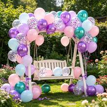 50pcs Metal Purple Pink Blue Green Balloons, With 12-Inch Colorful Confetti Foil Balloons, Suitable For Ocean Theme Baby Shower Gender Reveal Wedding Bachelorette Party Birthday Background Party Decoration - View 8