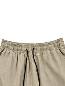 Hidkat Pantalones casuales de unicolor y ligeros con cintura de cordón para hombre, versátiles para primavera/otoño, adecuados para ocio y actividades deportivas al aire libre - Caqui - Ver 3