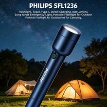 PHILIPS SFL1236 手電筒 Type‑C 直充 400 流明戶外遠射緊急燈 戶外露營便攜手電筒 - 黑色 - 查看 6