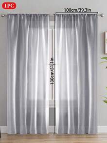 1pc Solid Color Semi-Blackout Curtain, Rod Pocket Design Room Divider Curtain, Suitable For Living Room, Bedroom, Wedding, Party Backdrop Decoration, 70gsm - Multicolor - View 44
