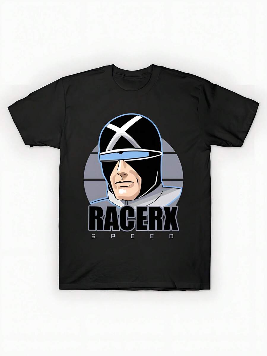 Unisex Short Sleeve T-Shirt With Retro Racing Design For Men And Women, Casual Loose Fit, Summer T-Shirt, Urban Clothing - Black - View 1