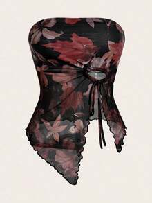Top Sin Tirantes De Mujer Con Dobladillo Asimétrico - Multicolor 2 - Ver 1