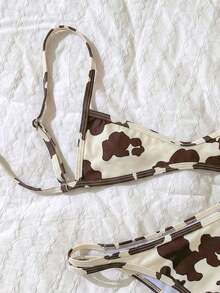 Conjunto de bikini con tirantes de espagueti de tela jacquard para mujer, primavera/verano - Multicolor 3 - Ver 4