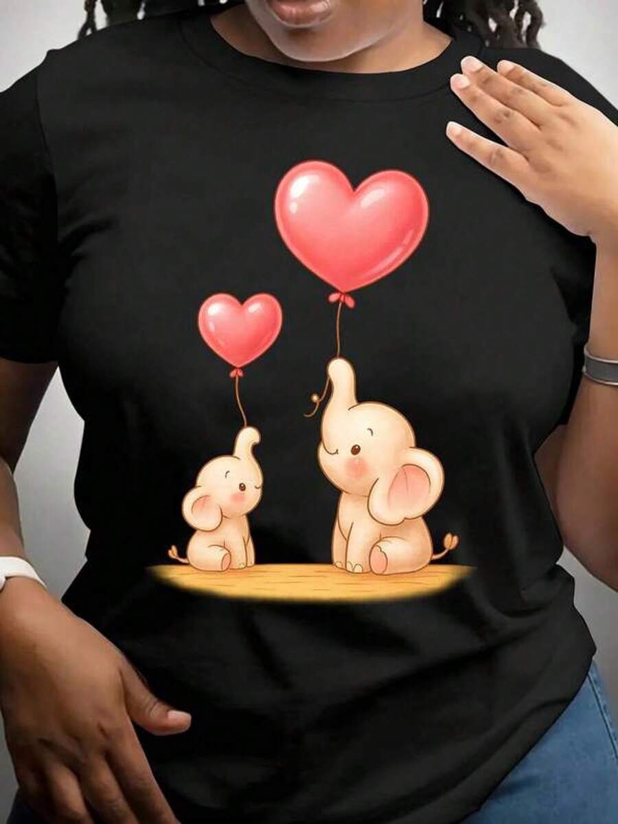 heart loving lady short sleeved casual short sleeved round neck top for spring and summer casual short sleeved t shirt round neck short sleeved s t shirt, cotton 180gsm, The best T-shirt gifts for friends or family members are suitable for both men's and women's, S-XXXL, black