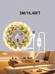 2835 LED 氛圍燈,USB 供電暖白色 LED 燈條,易於安裝,適用於客廳、臥室、櫥櫃、鏡子、天花板、廚房裝飾,可 DIY 裁剪創意使用,居家櫥櫃、梳妝台、電視背景 - 白色 - 查看 17