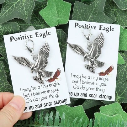 1pc/2pcs Positive Eagle Keychain, Suitable As Backpack, Coin Purse, Car Key Chain Accessories For Men, Encouraging Gift For Friends, Birthday, Party Novelty