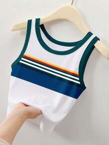 Camiseta de tirantes ajustada de unicolor con contraste para mujer - Multicolor - Ver 3