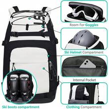 Bolsa para botas de snowboard, bolsa para casco, bolsa para una o dos botas de snowboard, bolsa de esquí de doble hombro, mochila para una o dos tablas de snowboard. - Blanco [En stock] - Ver 5